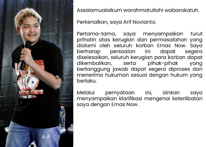 Nopek Novian Akui Baru Terima 5 Persen Honor dari Emas Now, Tegaskan Tak Nikmati Dana Korban