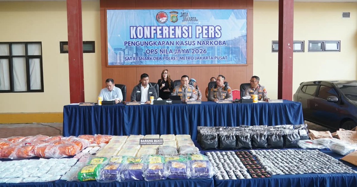 Polres Jakpus Ungkap 86 Kasus Narkotika dalam Operasi Nila Jaya 2026, Sita 64,8 Kg Sabu