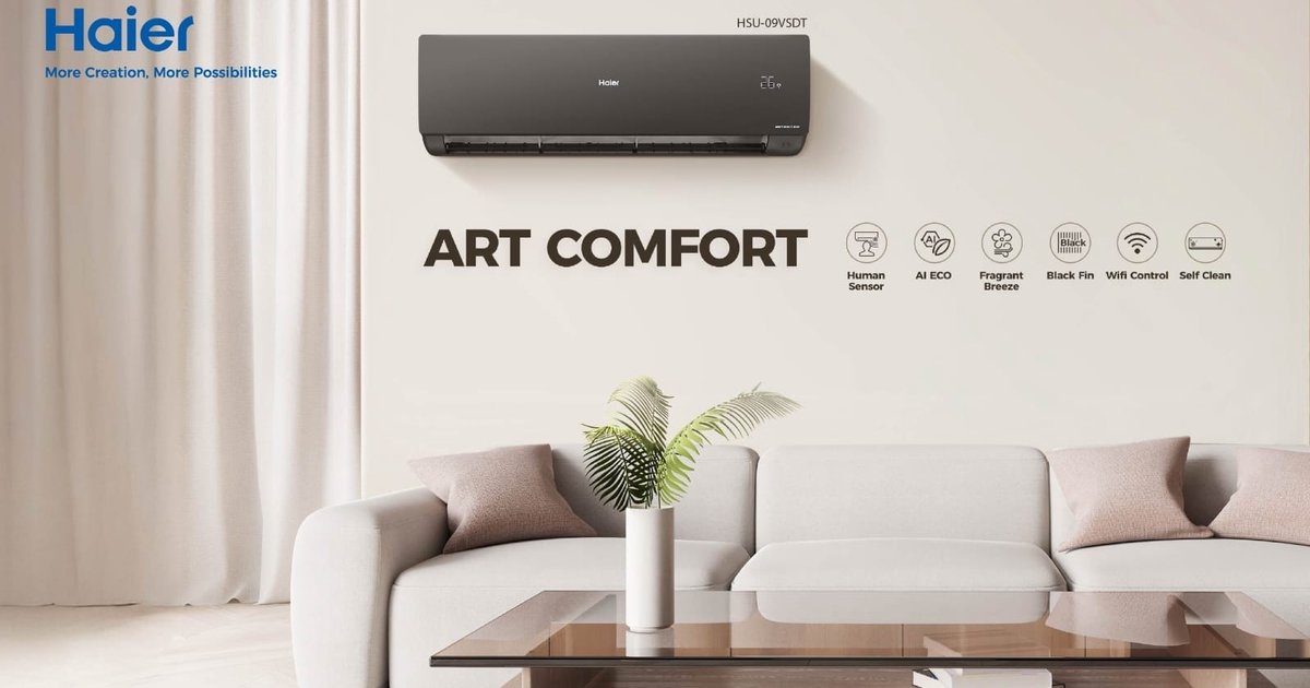 Haier Rilis AC Premium HSU-09VSDT Art Comfort, Usung Teknologi AI dan Tampilan Hitam Elegan
