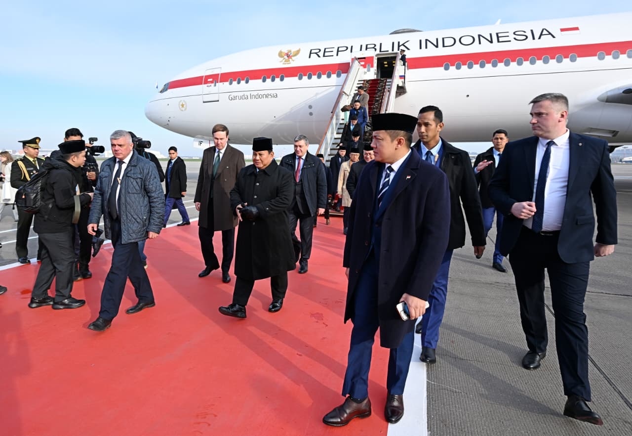 Prabowo Tiba di Moskow, Perkuat Kemitraan Indonesia–Rusia di Sektor Strategis