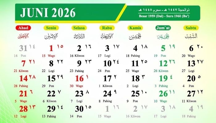 Kalender Jawa 3 Juni 2026: Watak Weton Rabu Legi, Sosok Jujur yang Disukai Banyak Orang
