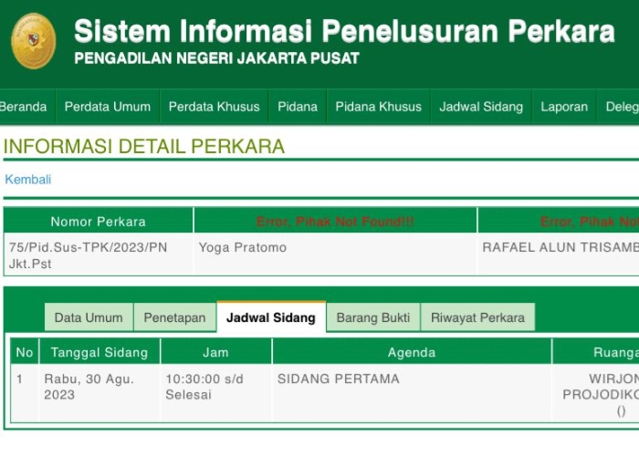 30 Agustus, Rafael Alun Trisambodo Jalani Sidang Perdana