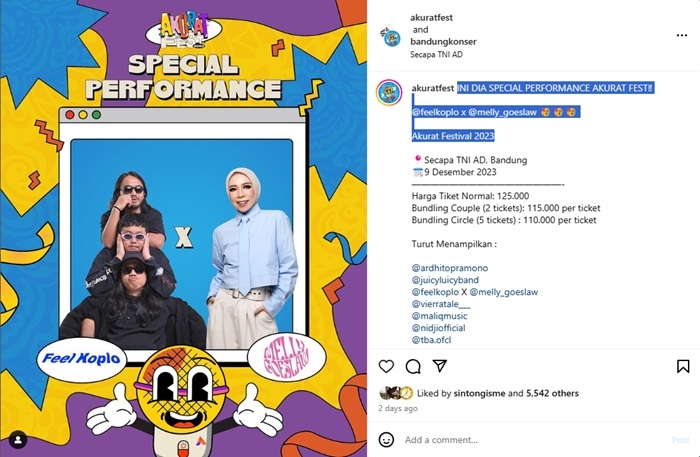 Melly Goeslaw Bakal Tampil di Akurat Fest 2023 Sebagai Special Performance Duet dengan Feel Koplo