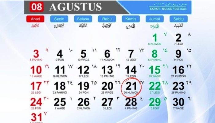 Kalender Jawa 21 Agustus 2025: Kamis Kliwon, Lakuning Banyu dan Wuku Kulawu