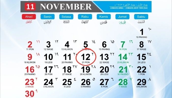Kalender Jawa 12 November 2025: Cek Weton Hari Ini, Pasaran Pon dan Watak Rabu Pon