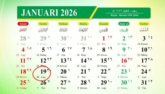 Kalender Jawa 19 Januari 2026: Weton Senen Legi, Watak, Rezeki, dan Peruntungannya
