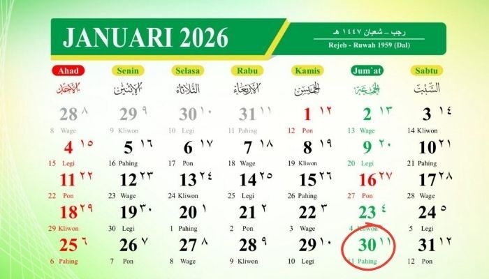 Kalender Jawa 30 Januari 2026: Weton Jemuwah Pahing Disebut Punya Rezeki Tak Pernah Putus