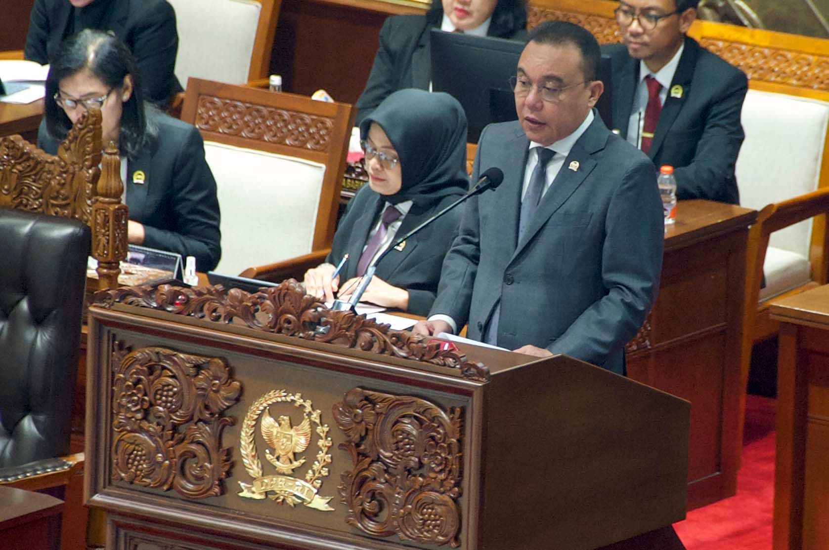 Wakil Ketua DPR Sufmi Dasco Ahmad pidato Penutupan Masa Sidang I Tahun 2026-2027 di Gedung DPR, Jakarta, Kamis (8/10/2026). AKURAT.CO/Sopian