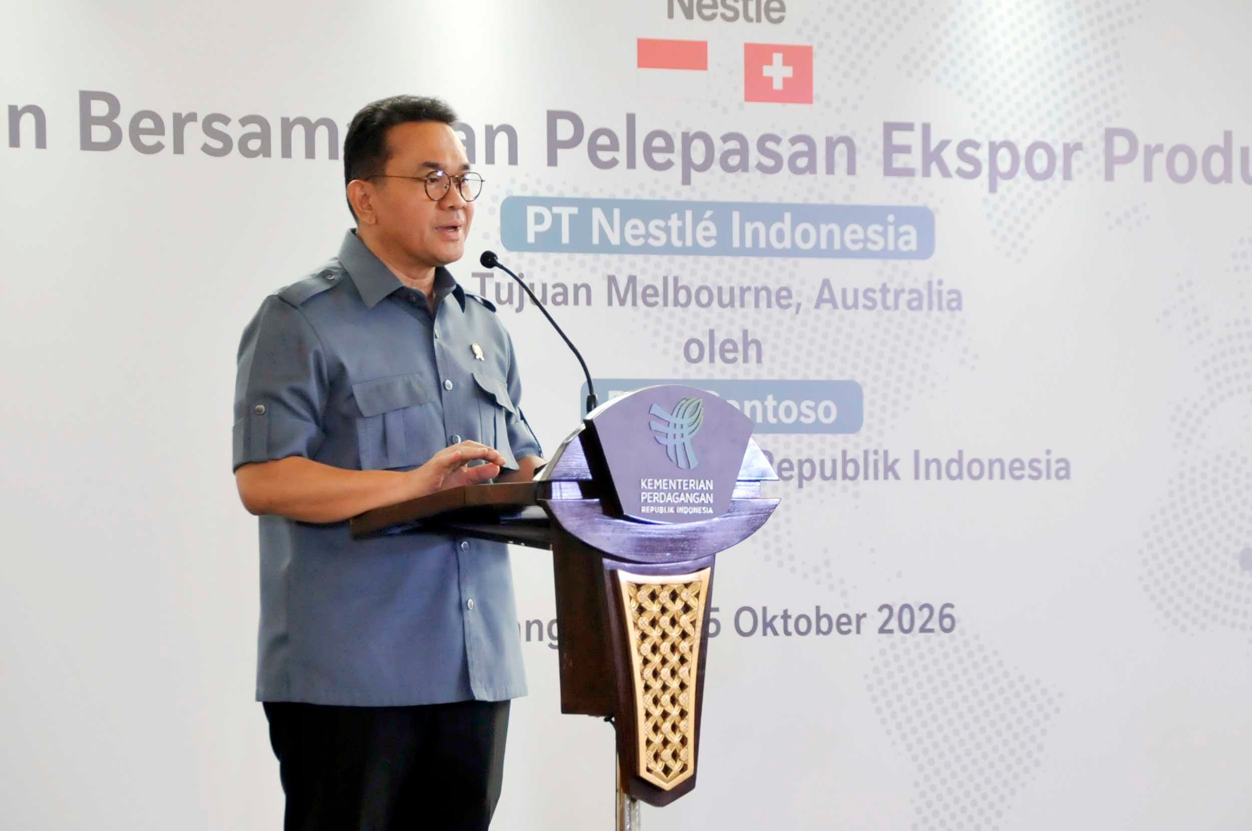 Penandatanganan Nota Kesepahaman ekspor produk kopi siap minum (ready-to-drink atau RTD) PT Nestlé Indonesia ke Australia dalam rangkaian Trade Expo Indonesia (TEI) di Indonesia Convention Exhibition (ICE) BSD, Tangerang, Banten, Kamis (15/10/2026).AKURAT.CO/Sopian