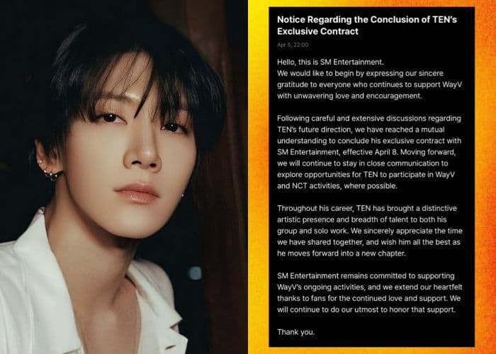Ten NCT Resmi Tinggalkan SM Entertainment: Tetap Bersama WayV dan Tulis Pesan Haru untuk Fans