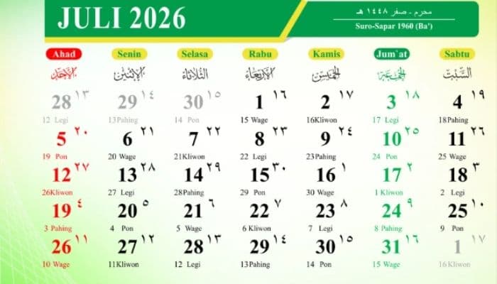 Kalender Juli 2026, Apakah Ada Tanggal Merah? Ini Daftar Hari Pentingnya