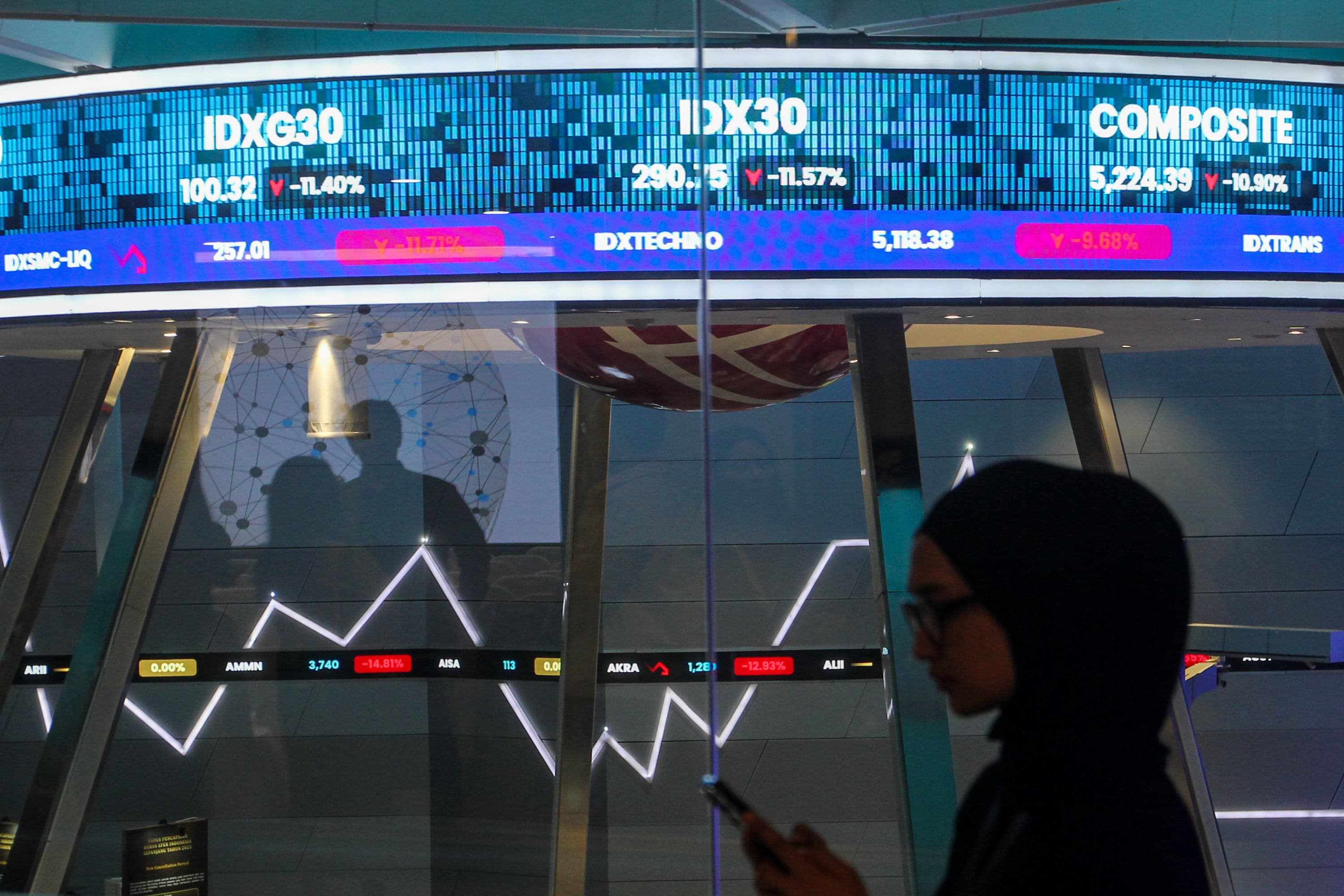 Pengunjung mengamati layar Indeks Harga Saham Gabungan (IHSG) di Bursa Efek Indonesia (BEI), Jakarta, Jumat (16/10/2026). AKURAT.CO/Endra Prakosoco
