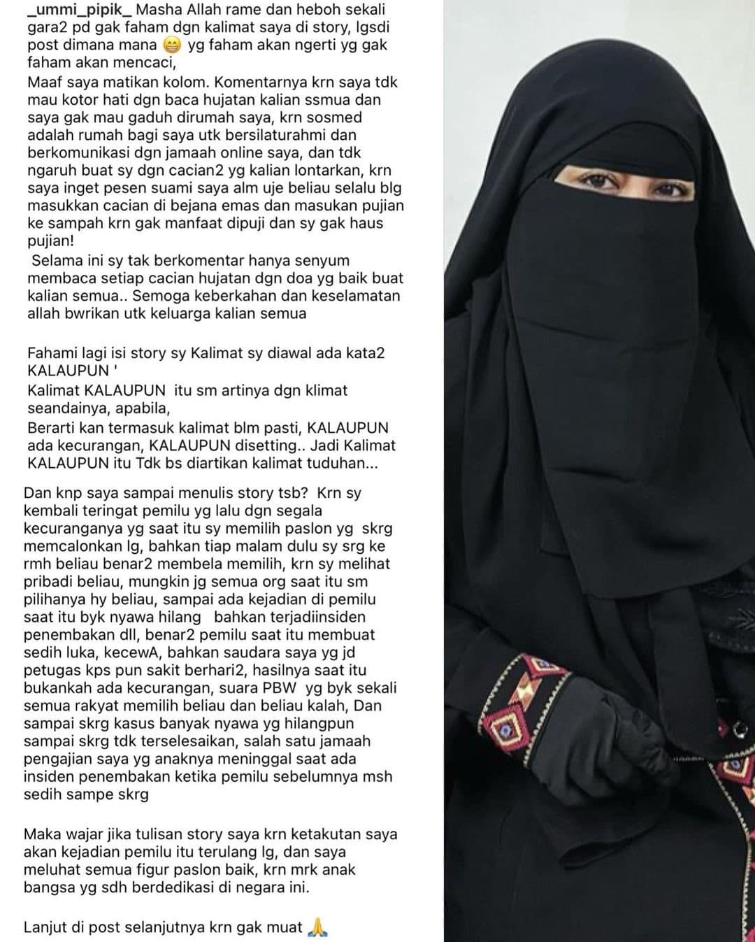 Umi Pipik Klarifikasi Soal Curhatan Kecurangan di Pemilu 2024, Warganet: Terlanjur Fitnah Namanya