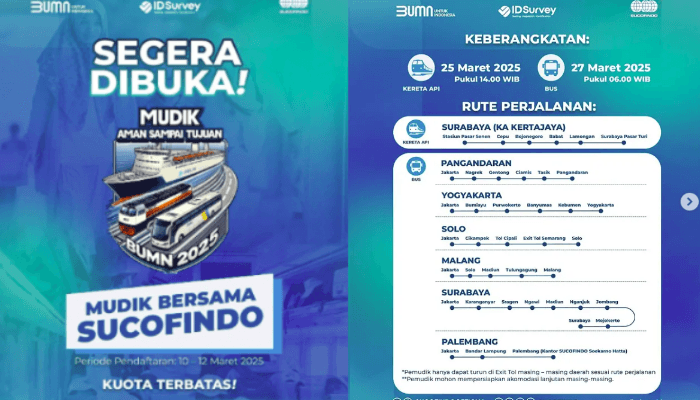 Klik Link Pendaftaran Mudik Gratis Sucofindo 2025 Lengkap Beserta Syarat, Jadwal dan Rute Terbaru