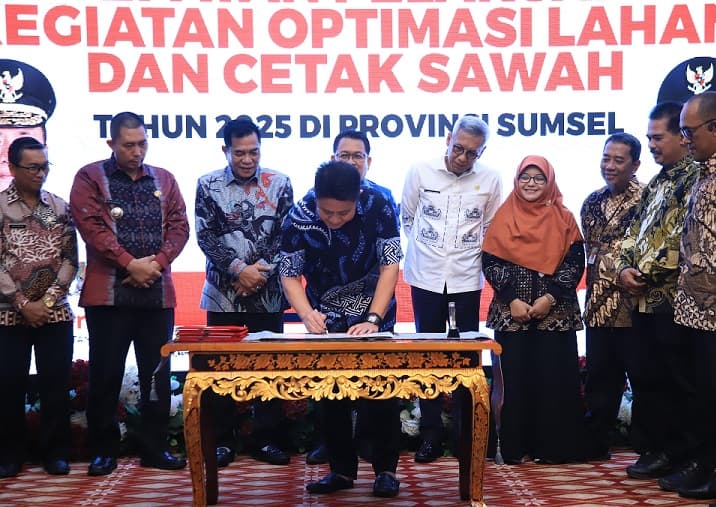 Gubernur Herman Deru dan Staf Ahli Menteri Bidang Investigasi Pertanian Kementan Gelar Rakor Percepatan Pelaksanaan Opla dan Cetak Sawah Baru