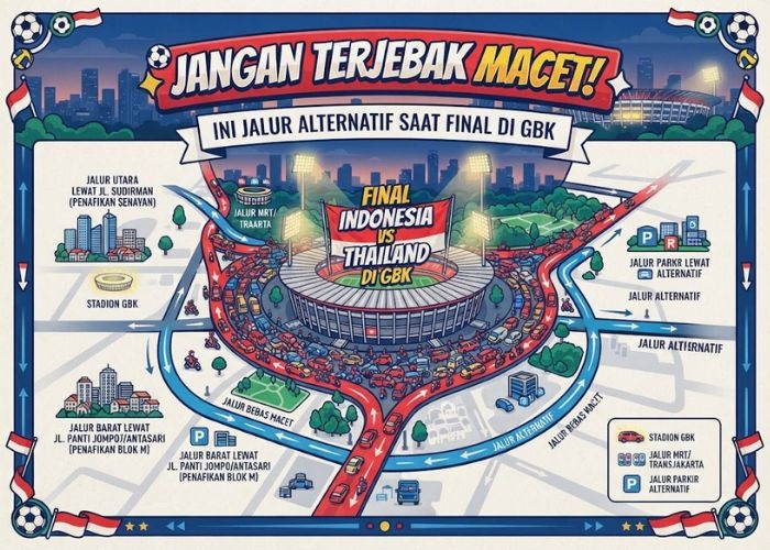 Jangan Terjebak Macet! Ini Jalur Alternatif Saat Final Indonesia vs Thailand di GBK