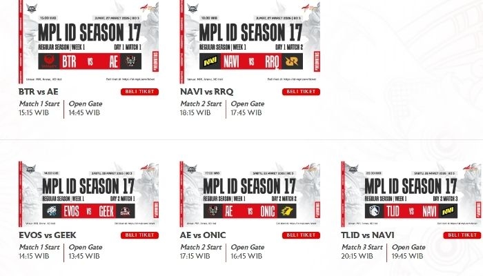 Jadwal MPL ID S17 Terbaru: RRQ vs ONIC hingga EVOS vs BTR