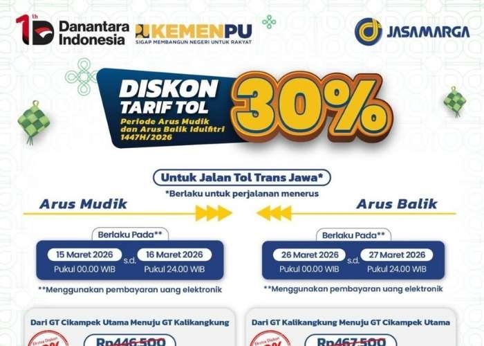 Cara Dapat Diskon Tarif Tol Lebaran 2026: Potongan 30 Persen untuk Mudik dan Arus Balik
