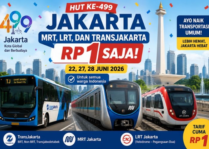 Super Hemat! MRT, LRT, dan TransJakarta Rp1 di HUT ke-499 Jakarta