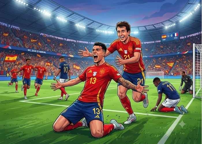 Hasil Prancis vs Spanyol di Semifinal Piala Dunia 2026: La Roja Menang 2-0 dan Melaju ke Final