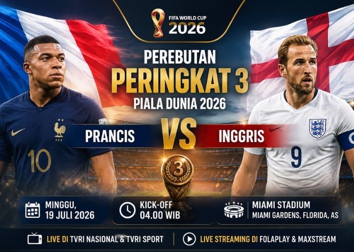 Prancis vs Inggris Perebutan Peringkat 3 Piala Dunia 2026, Cek Jadwalnya