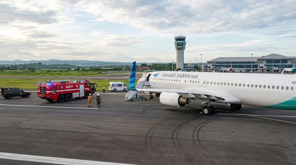 Pesawat Garuda GA604 Pecah Ban Saat Keberangkatan, Mendarat Selamat di Makassar