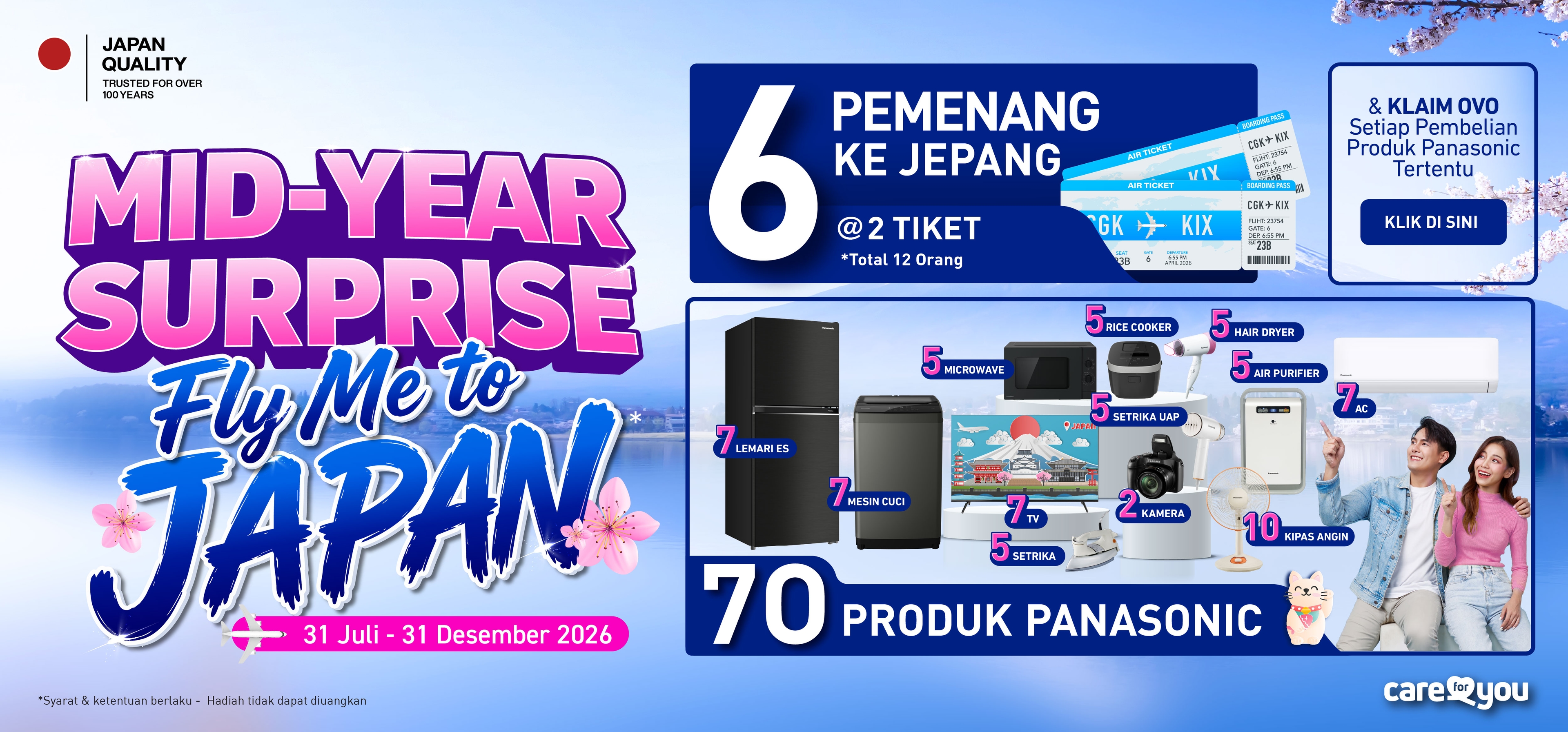 Lewat Mid-Year Surprise: Fly Me to Japan, Panasonic Ajak Konsumen Terbang Gratis ke Jepang