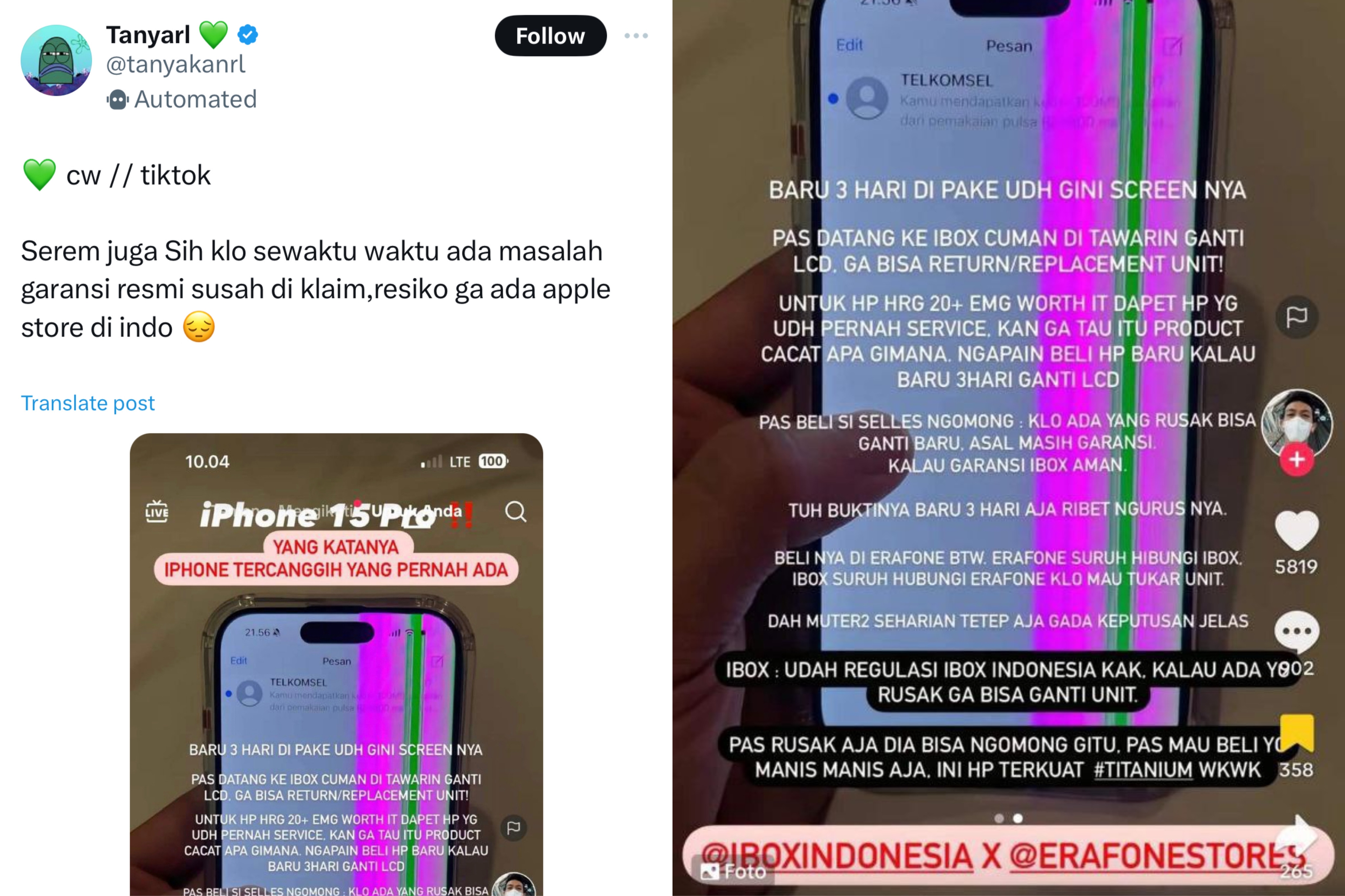 Pria Ngaku Baru Beli iPhone 15 Pro 3 Hari, Namun Sudah Rusak dan Susah Klaim Garansi