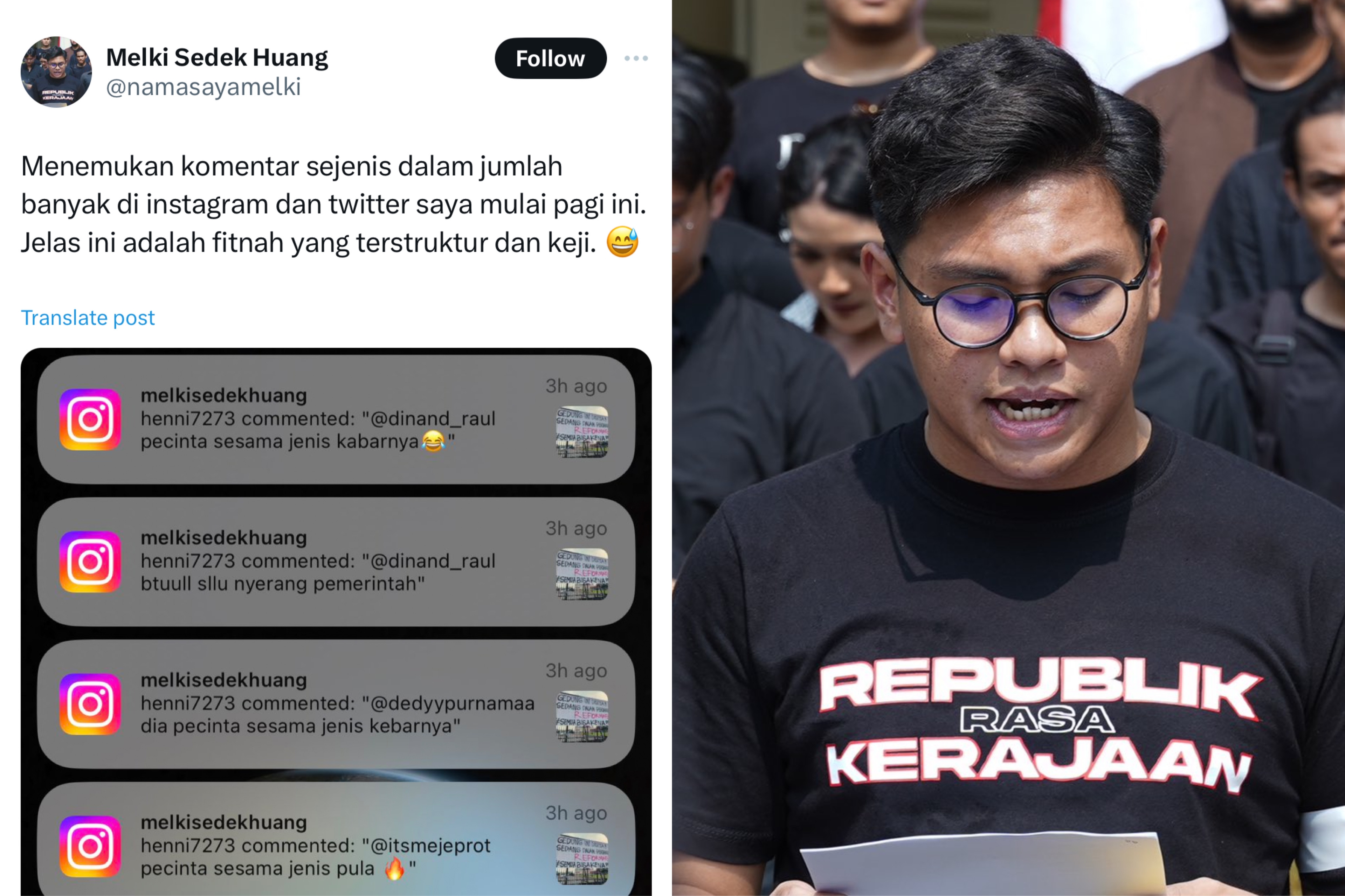 Medsos Ketua BEM UI Melki Sedek Huang Dibanjiri Komentar Penyuka Sesama Jenis, Ulah Buzzer?
