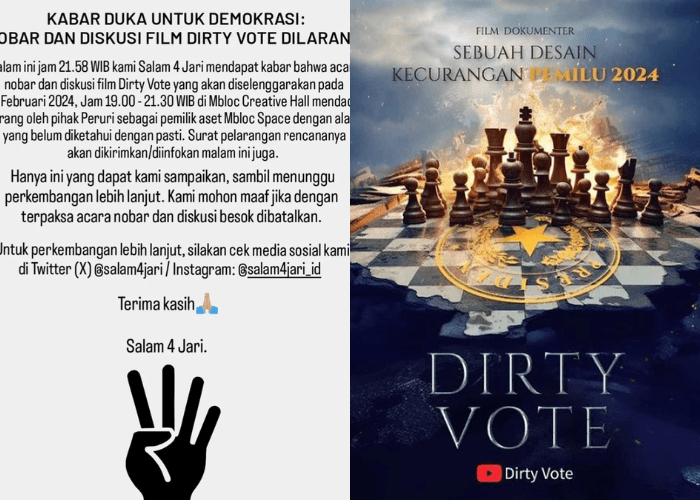 Nobar dan Diskusi Film Dokumenter Dirty Vote Dibatalkan, Netizen: Masa Tenang Kok Panik...