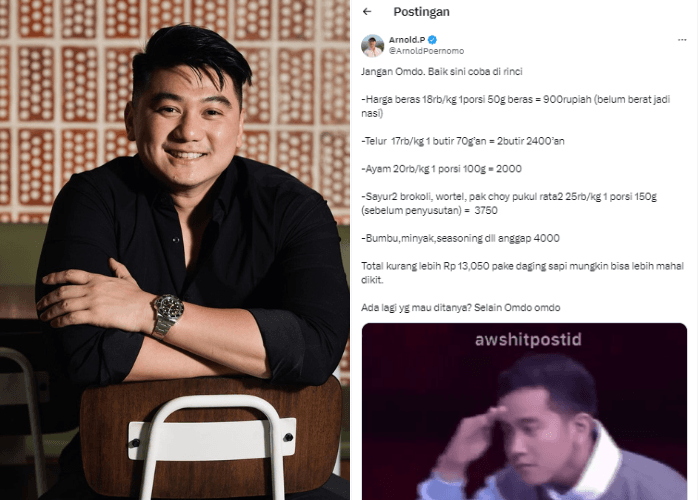 Chef Arnold Bahas Rincian Harga Bahan Makan Siang Gratis, Netizen: Gak Ada Pengalaman ke Pasar!