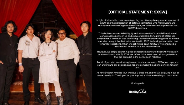 Banjir Pujian! Band Reality Club Batal Tampil di Festival SXSW AS Karena Sponsor Utama Dukung Genosida