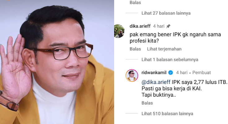Tak Jauh Beda dengan Gibran, Ternyata Ridwan Kamil Mengaku Dapat IPK di Bawah 3,5 Tidak Bisa Masuk KAI