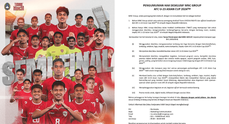 VIRAL! MNC Group Larang Nobar Pertandingan Timnas Indonesia U-23 di Piala Asia, Angela Tanoesoedibjo Beri Penjelasan