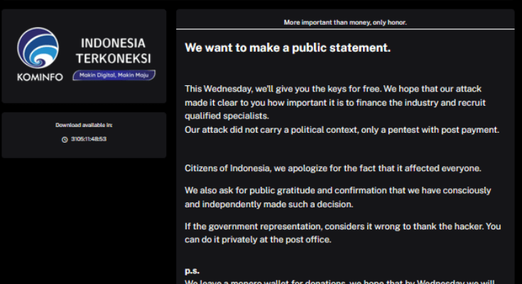 Heboh, Geng Ransomware Brain Cipher Akan Rilis Kunci Akses Sistem Pusat Data Nasional secara Gratis ke Indonesia