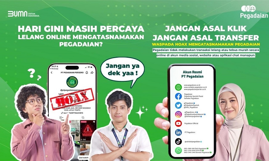 Pegadaian Ajak Masyarakat Cermat Sebelum Terlambat, Waspada Penipuan Mengatasnamakan PT Pegadaian