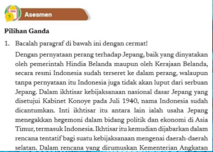 Kunci Jawaban Sejarah Kelas 11 Halaman 128 Kurikulum Merdeka: Pilihan Ganda 'di Bawah Tirani Jepang'