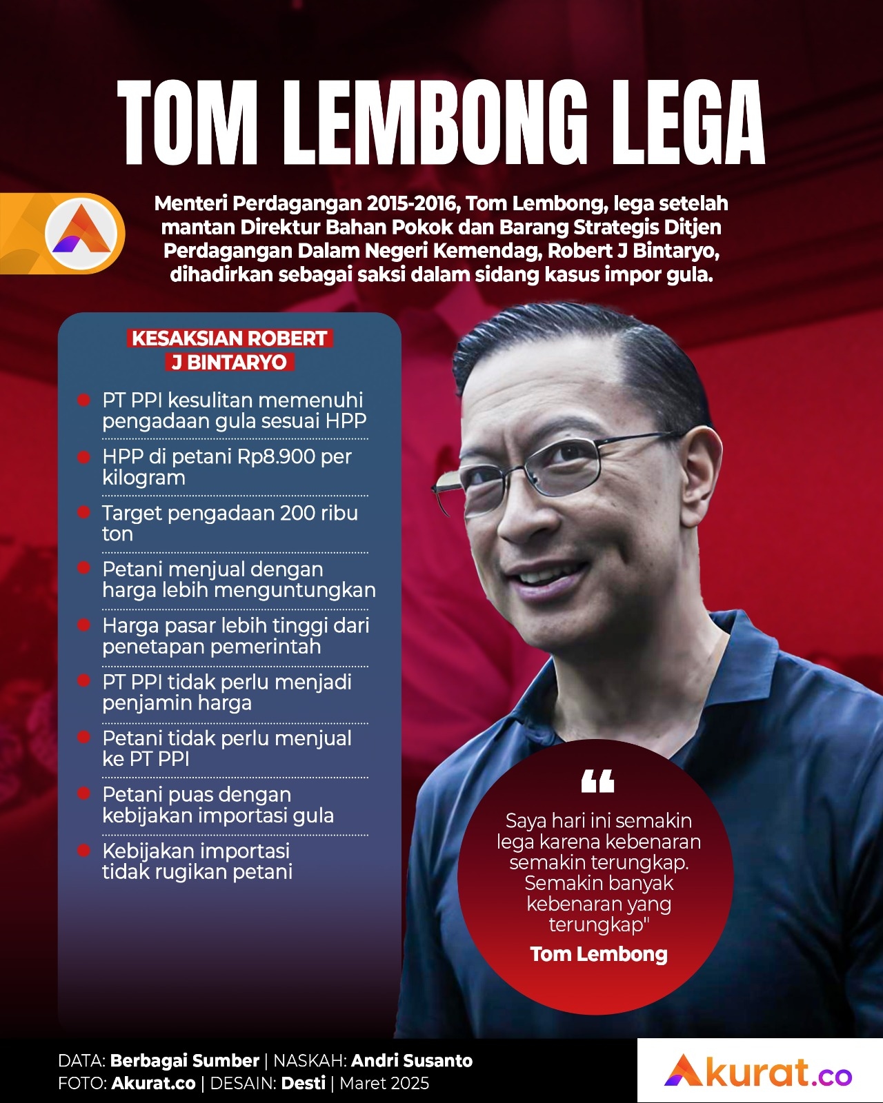 Tom Lembong Lega