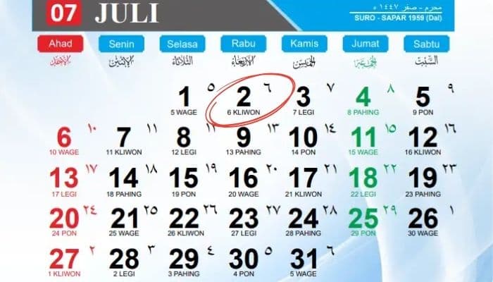 Kalender Jawa Rabu Kliwon 2 Juli 2025: Weton Istimewa dengan Aura Wibawa dan Keberuntungan