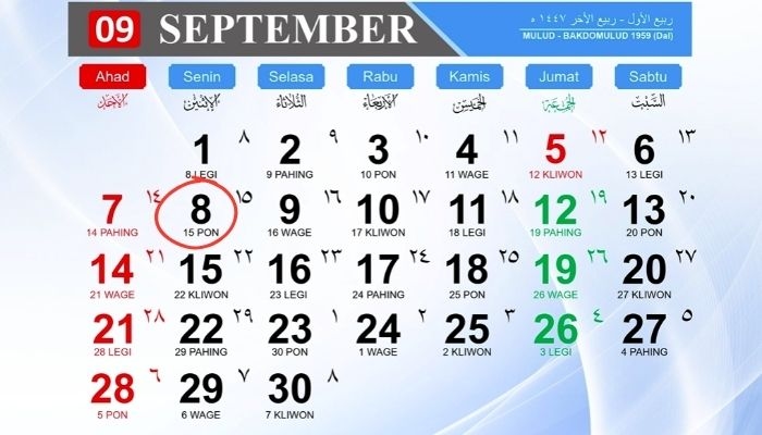 Kalender Jawa 8 September 2025: Weton Senin Pon, Watak, dan Rezeki Hari Ini